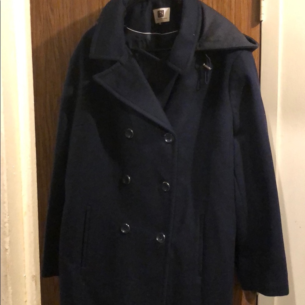 Women blue pea coat. Women red coat